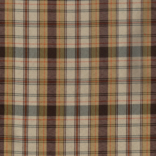 Tela escocesa de poliéster SchoolLine, marrón, verde y crema a cuadros, ideal para uniformes escolares.
