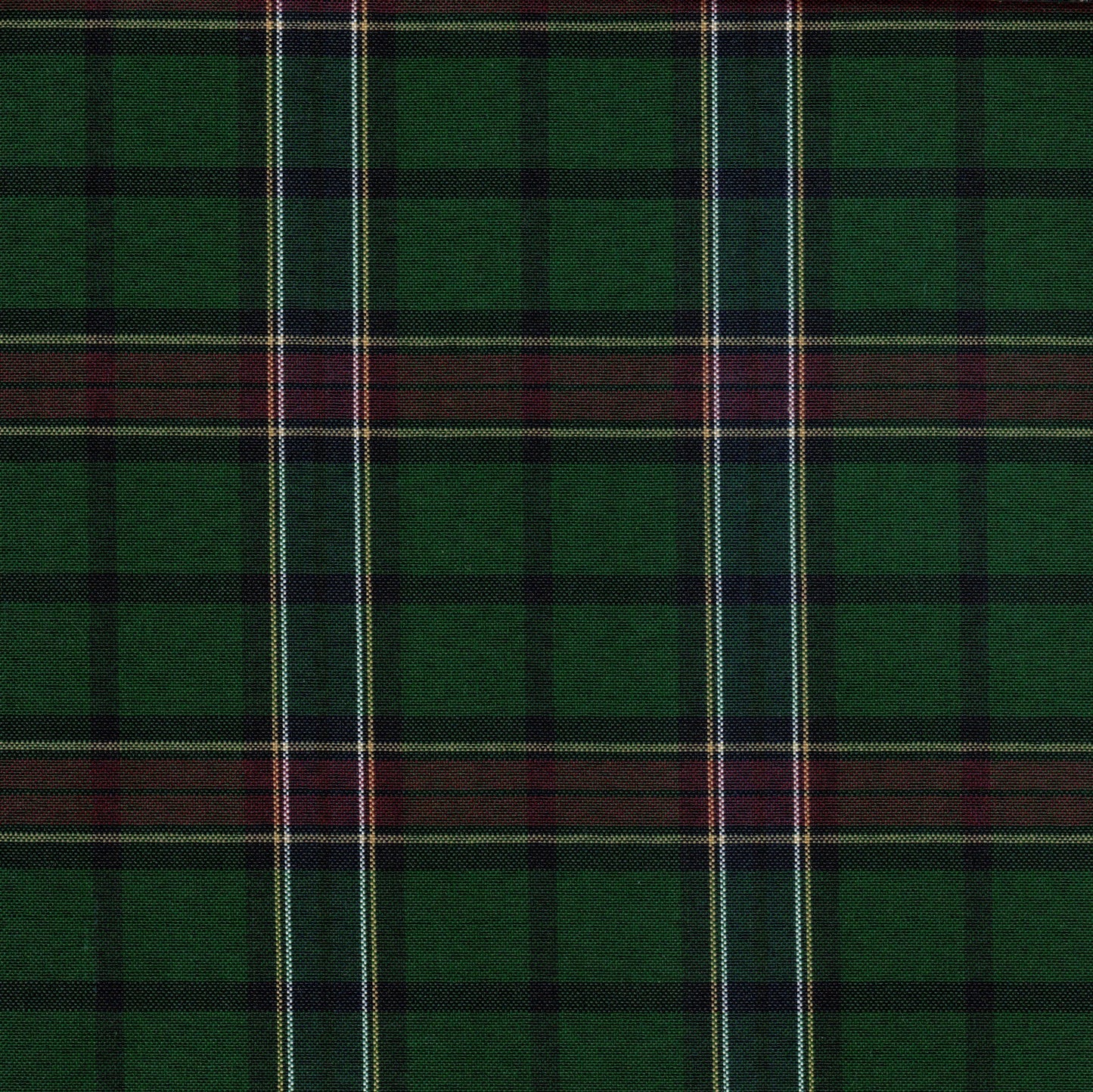Tela escocesa de poliéster SchoolLine en verde con cuadros y rayas, perfecta para uniformes escolares.