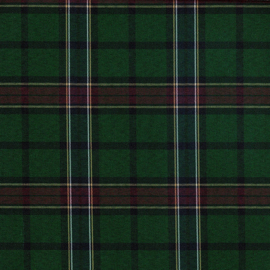 Tela escocesa de poliéster SchoolLine en verde con cuadros y rayas, perfecta para uniformes escolares.