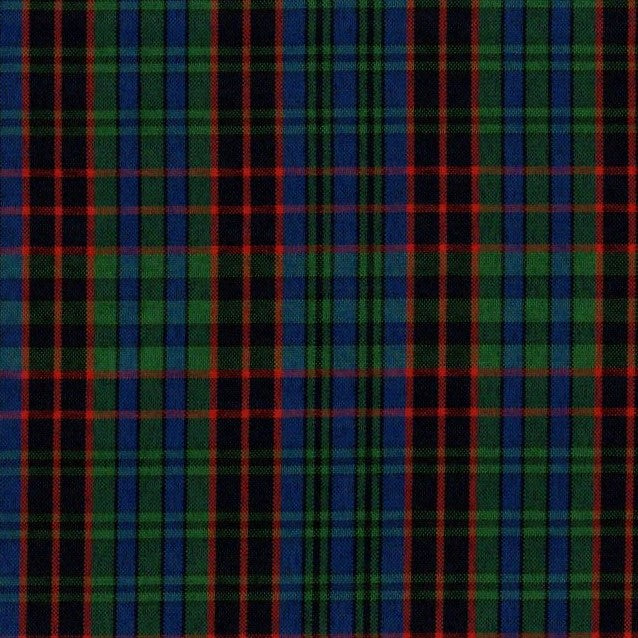 Tela escocesa de poliéster SchoolLine, tartán azul, verde y rojo; ideal para uniformes escolares e institucionales.