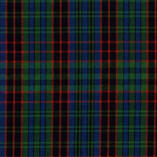 Tela escocesa de poliéster SchoolLine, tartán azul, verde y rojo; ideal para uniformes escolares e institucionales.