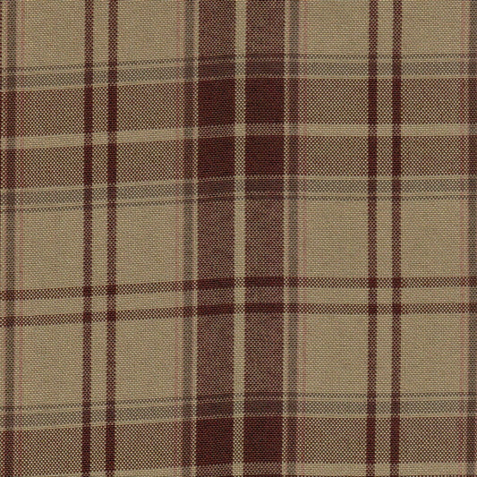 Tela escocesa de poliéster SchoolLine en beige, marrón y burdeos; ideal para uniformes escolares e institucionales.
