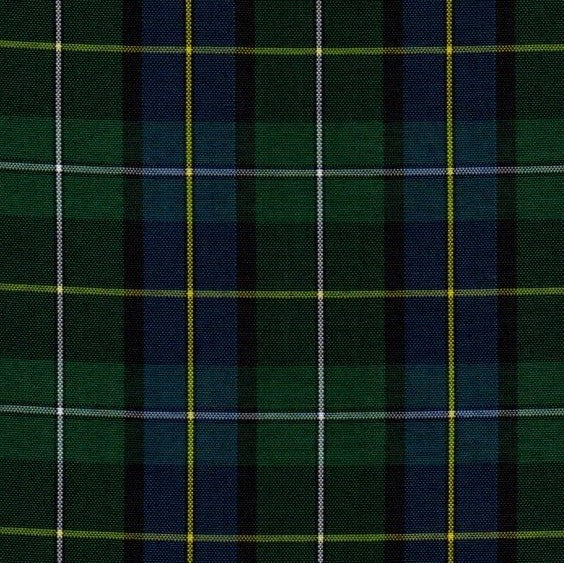 Tela escocesa de poliéster SchoolLine, tartán verde y azul con líneas amarillas, para uniformes escolares.