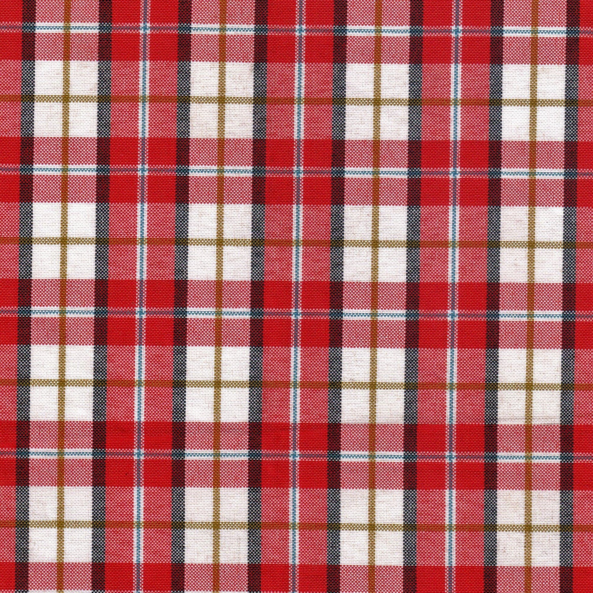 Tela escocesa de poliéster para uniformes, patrón tartán rojo con cuadros blancos y negros, SchoolLine.