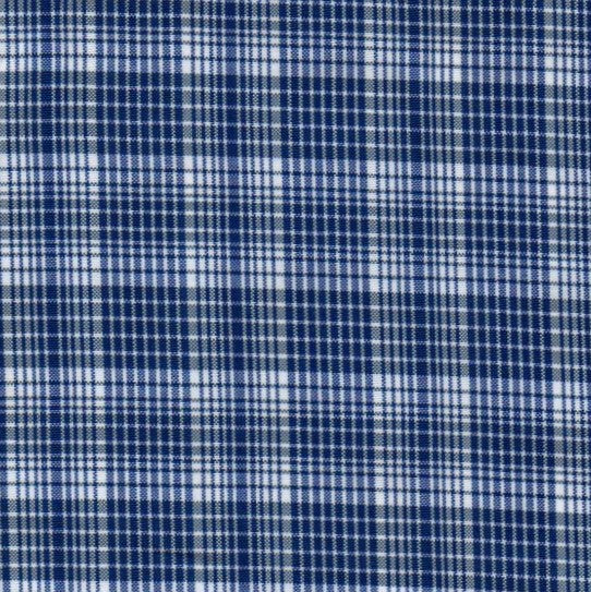 Tela escocesa de poliéster azul y blanco a cuadros, ideal para uniformes escolares e institucionales SchoolLine.