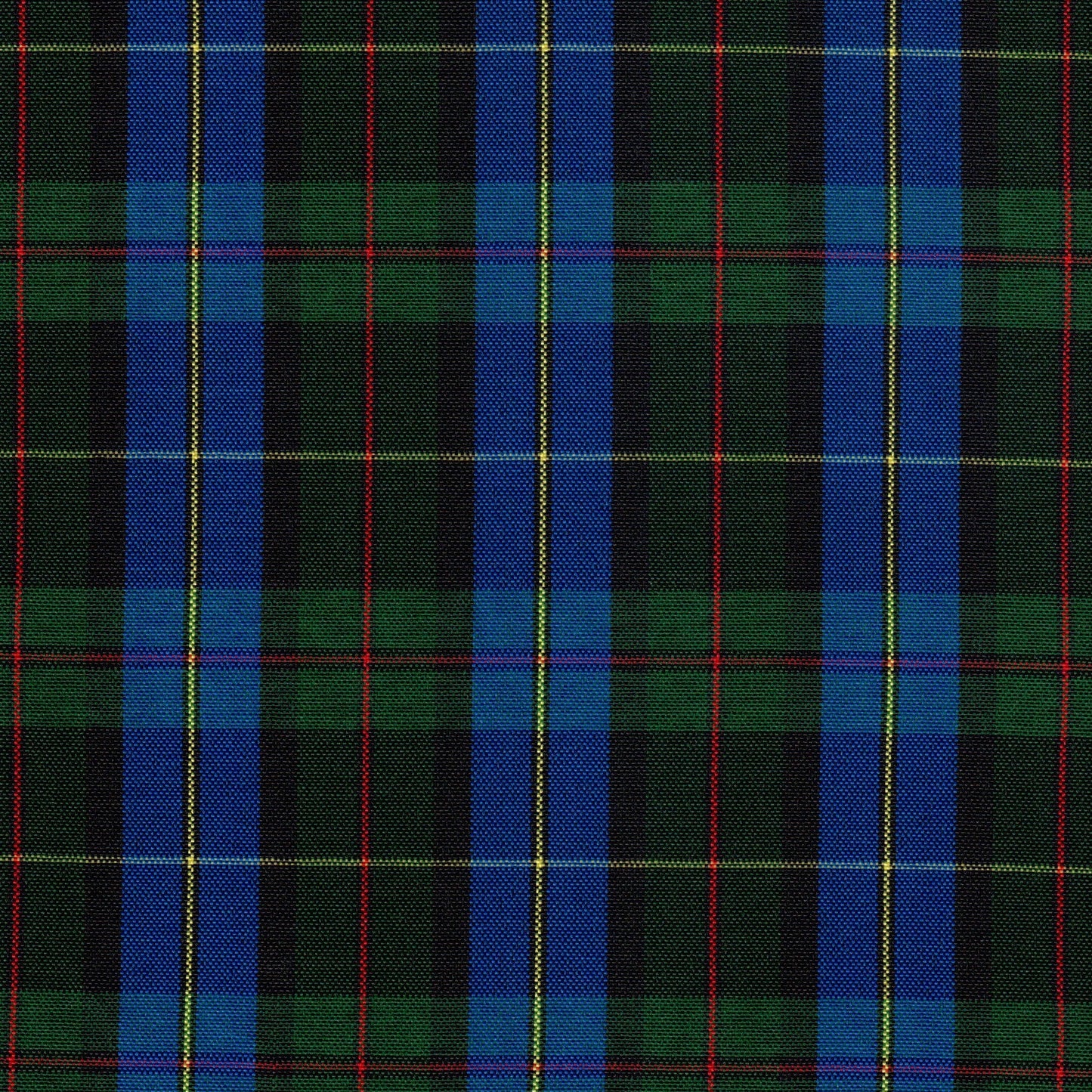 Tela escocesa de poliéster SchoolLine, cuadros verde, azul y negro con líneas rojas; ideal para uniformes escolares e institucionales