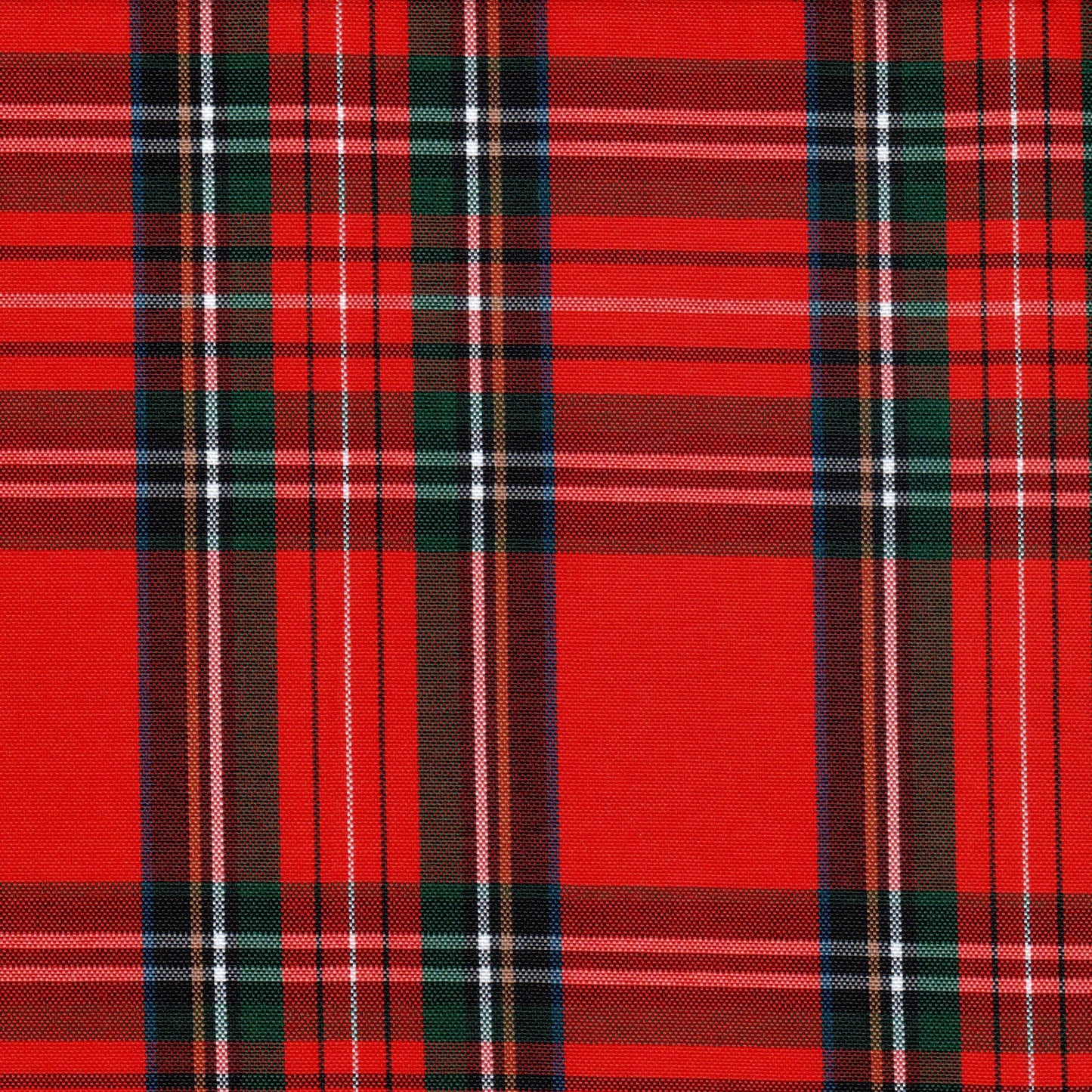 Tela escocesa de poliéster SchoolLine en rojo dominante con verde, tartán para uniformes escolares e institucionales.