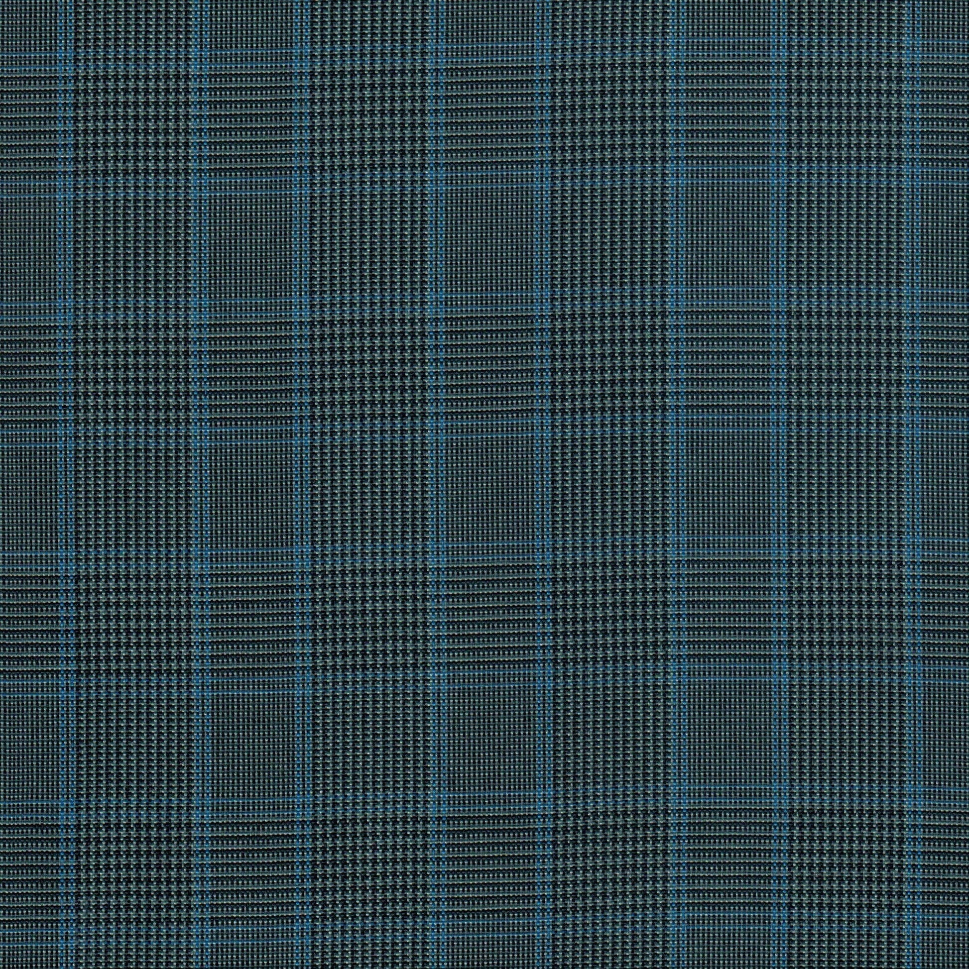 Tela escocesa de poliéster azul con cuadros grises; ideal para uniformes escolares e institucionales SchoolLine.