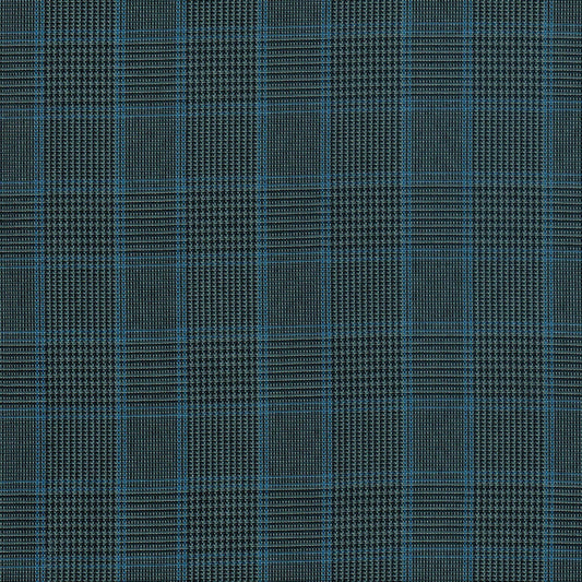 Tela escocesa de poliéster azul con cuadros grises; ideal para uniformes escolares e institucionales SchoolLine.