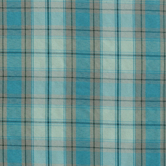 Tela escocesa de poliéster SchoolLine, diseño a cuadros azul/beige, ideal para uniformes escolares e institucionales