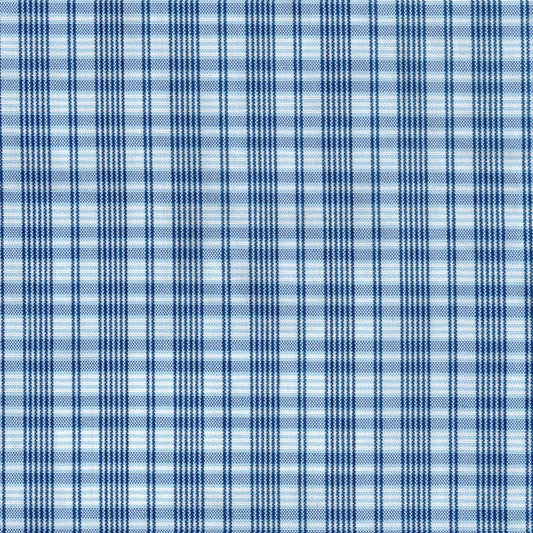 Tela escocesa de poliéster azul y blanco a cuadros, perfecta para uniformes escolares e institucionales SchoolLine