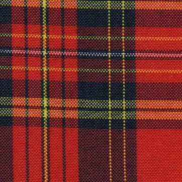 Tela escocesa de poliéster a cuadros rojo, negro y amarillo; ideal para uniformes escolares e institucionales SchoolLine.