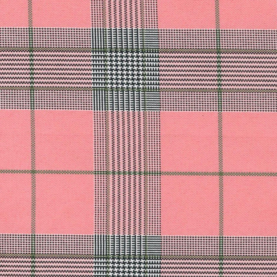 Tela escocesa de poliéster SchoolLine rosa con cuadros, ideal para uniformes escolares e institucionales.