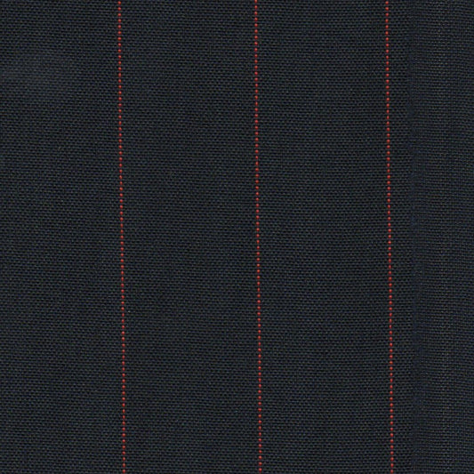 Tela escocesa de poliéster azul marino con finas líneas rojas; ideal para uniformes escolares e institucionales SchoolLine.