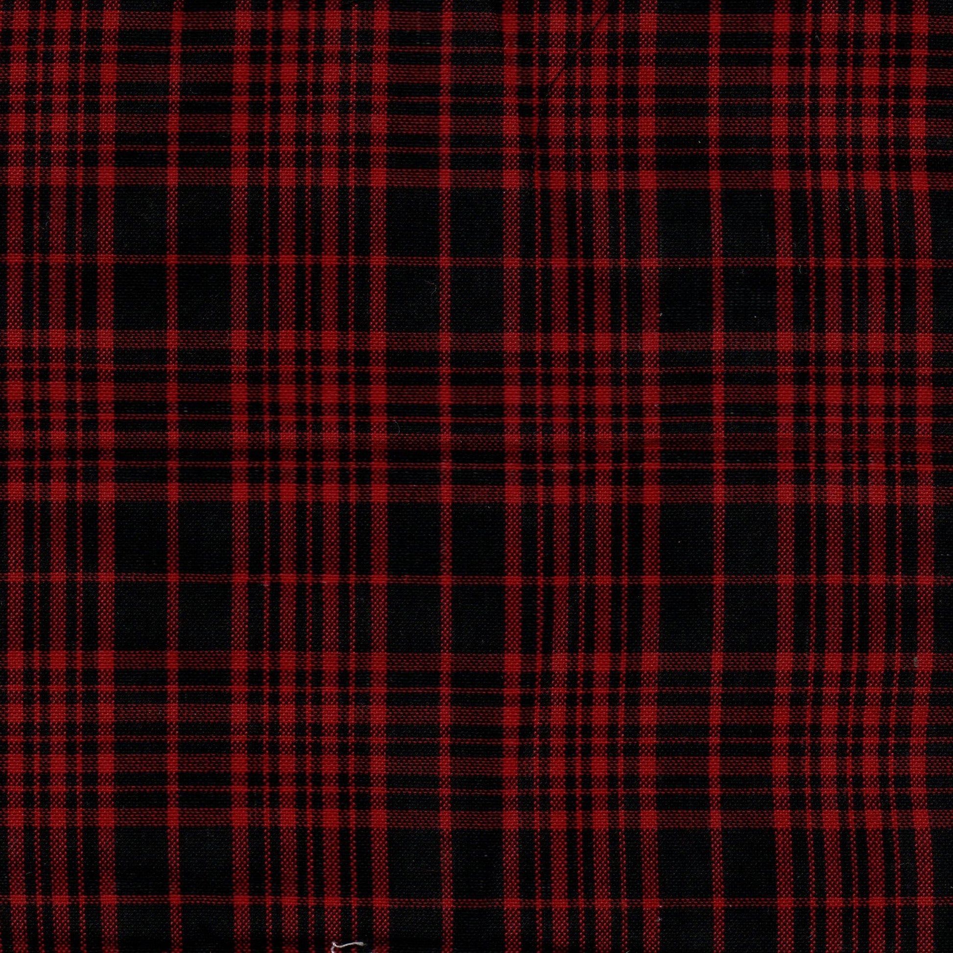 Tela escocesa de poliéster SchoolLine en rojo y negro, tartán para uniformes escolares.