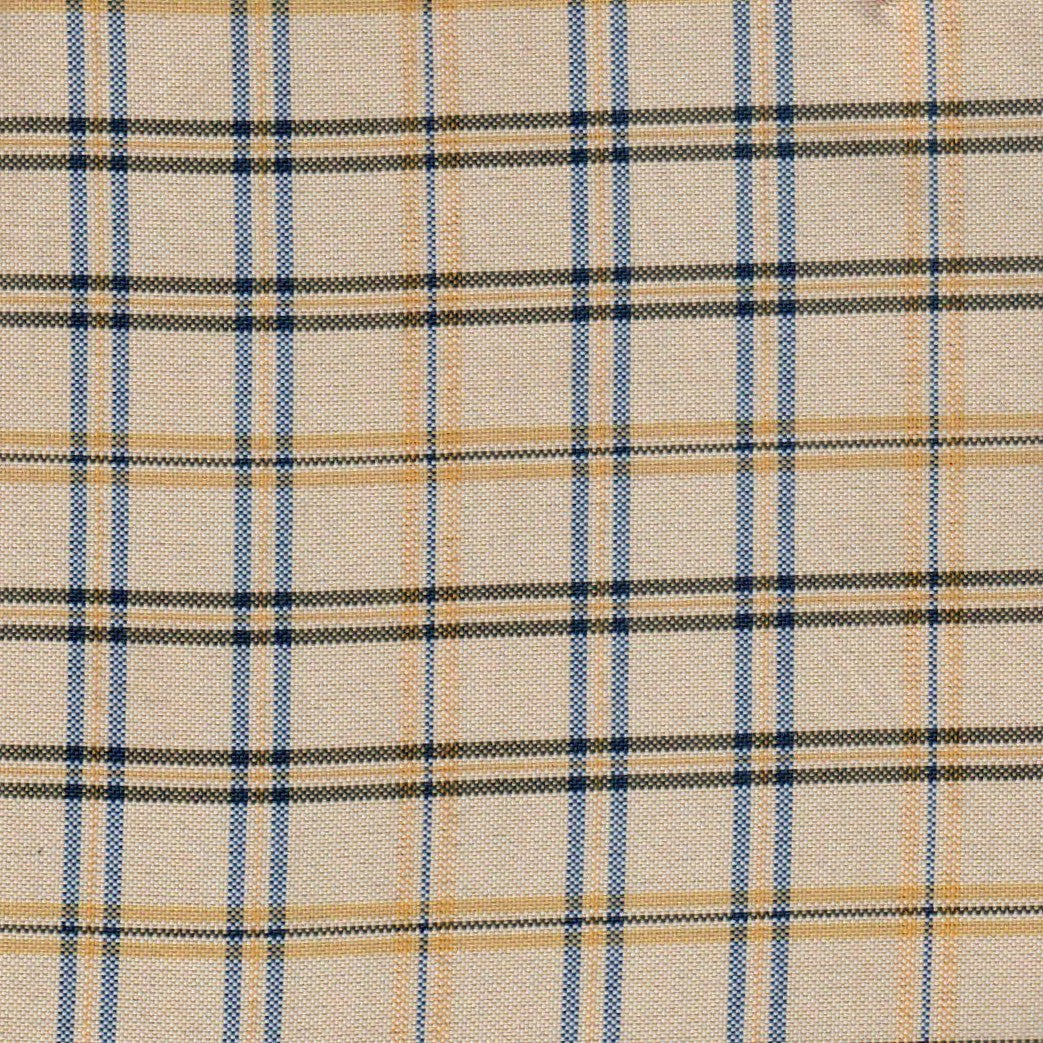 Tela escocesa de poliéster SchoolLine en beige con cuadros azules y marrones, ideal para uniformes escolares e institucionales.